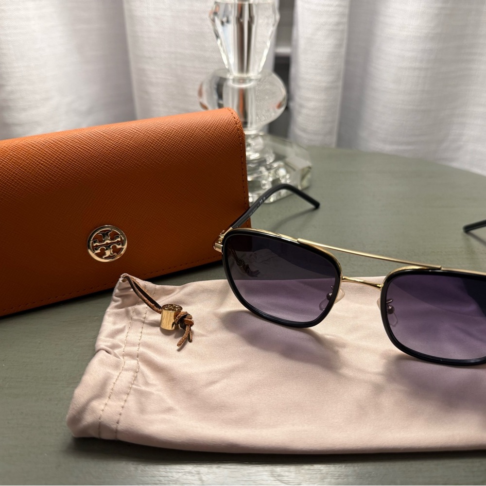 Tory Burch Black Sunglasses with Orange Case
